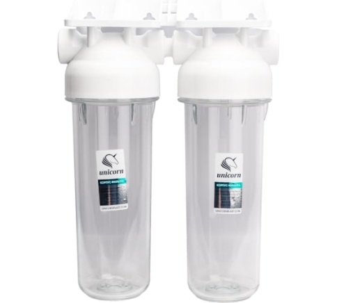 Фильтр для воды ДВОЙНОЙ 3/4 магистрал. д/ хол.воды прозрачный 10" KSBP 3/4 DUO фото 1