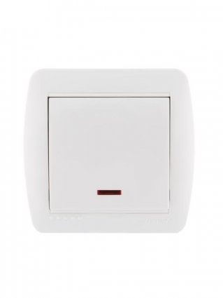 Lezard Выключатель о/у 1кл белый с подсветкой DEMET 711-0200-111 фото 1