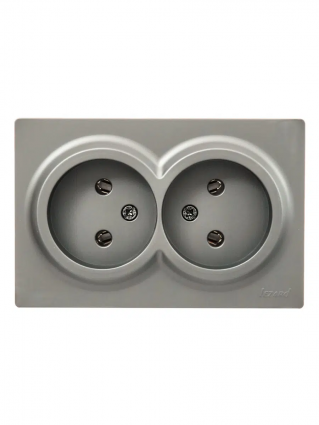 Lezard Розетка o/у 2-х мест. б/з закрытый корпус платина  LETO 752-3500-128В фото 1