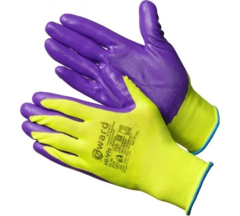 Перчатки нейлоновые c нитриловым покрытием (N001 Hi-Vis) размер 9L фото 1
