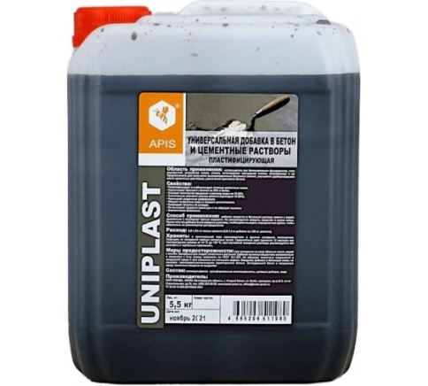 APIS Добавка пластифицирующая в бетонные и цементные р-ры Суперпластификатор UNIPLAST канистра 5.5кг фото 1