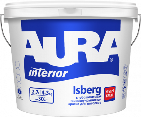 Глубокоматовая высокоукрывистая краска для потолков " AURA ISBERG" 4,5л" фото 1