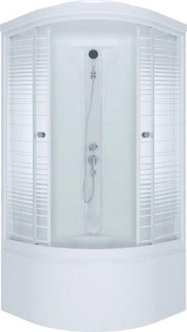 Кабина душевая "Стандарт Б" - ДН4, Аква, Полосы, Белый 90*90 п.круг глуб. поддон фото 1
