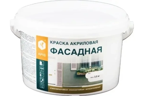 Краска акриловая APIS фасадная белая 3кг фото 1