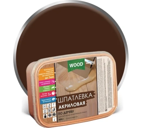 FARBITEX ПРОФИ GOOD FOR WOOD Шпатлёвка акриловая по дереву 0,8кг венге фото 1