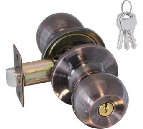 Защелка межкомнатная ЗШ-01 (стар.медь) (ключ/фиксатор) фото 1