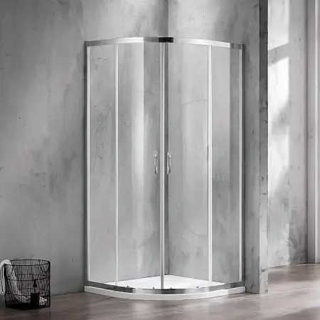 AZ-ND2142 MILTON Душ.ограждение 900х900х2000, без поддона (полукруг, стекло 6мм), профиль серебро фото 1